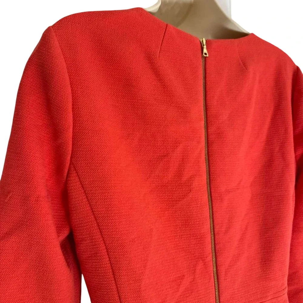 J Crew Womens Bell Sleeve Stretch Exposed Zipper Mini Dress Coral Pink sz 4